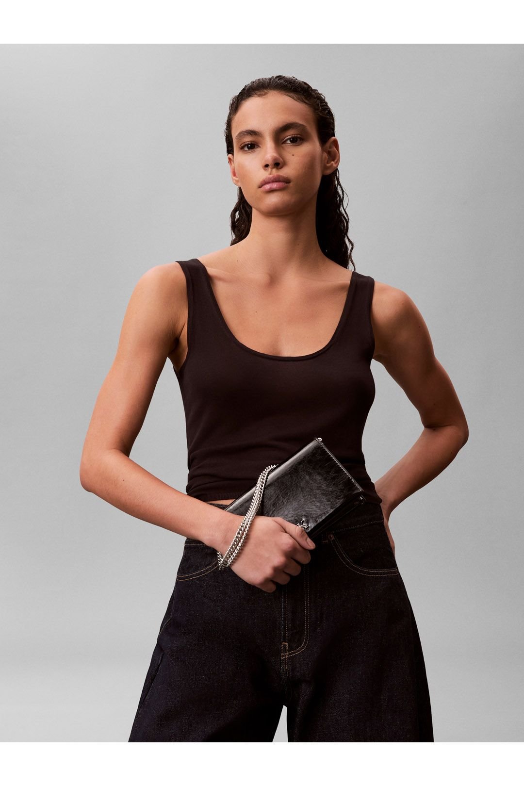 Calvin Klein Calvin Klein Women's CK Metallic Wallet On Chain Black - 3