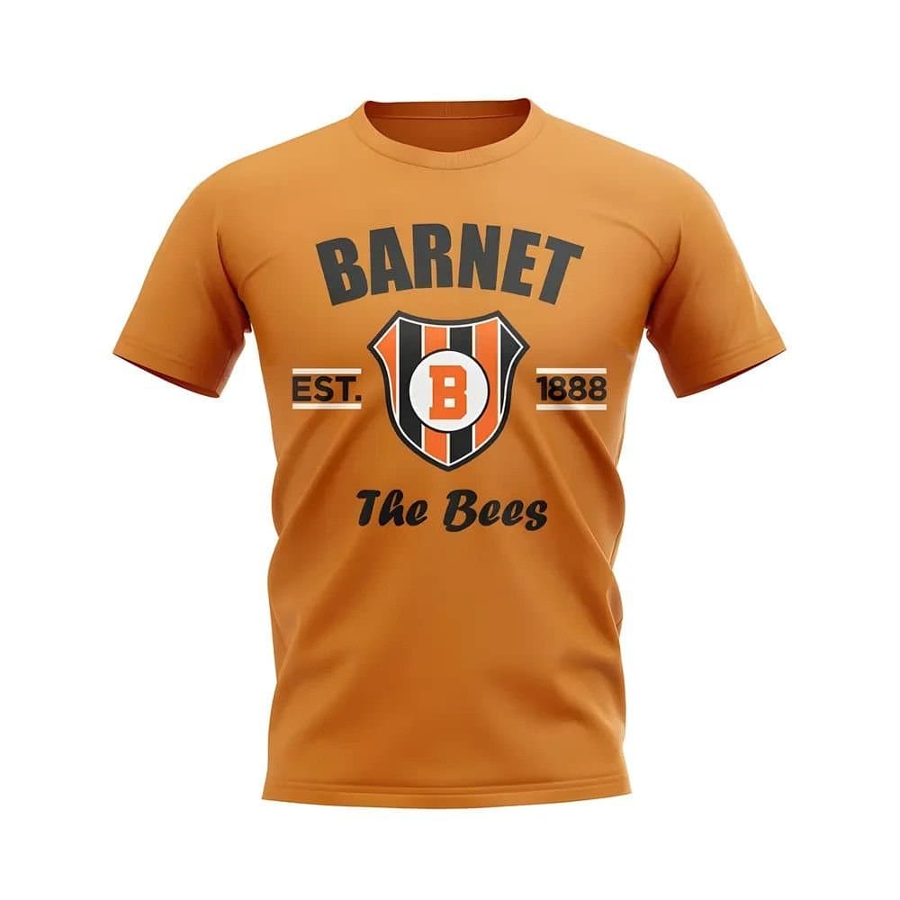 Barnet Barnet Men's Personalised Established Football T-Shirt in Orange