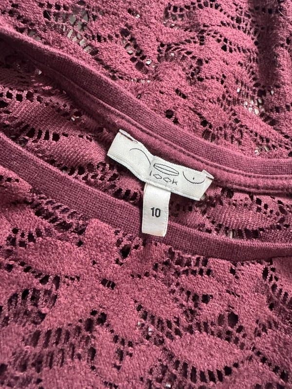 New Look Burgundy floral sheer lace short sleeve top from New Look