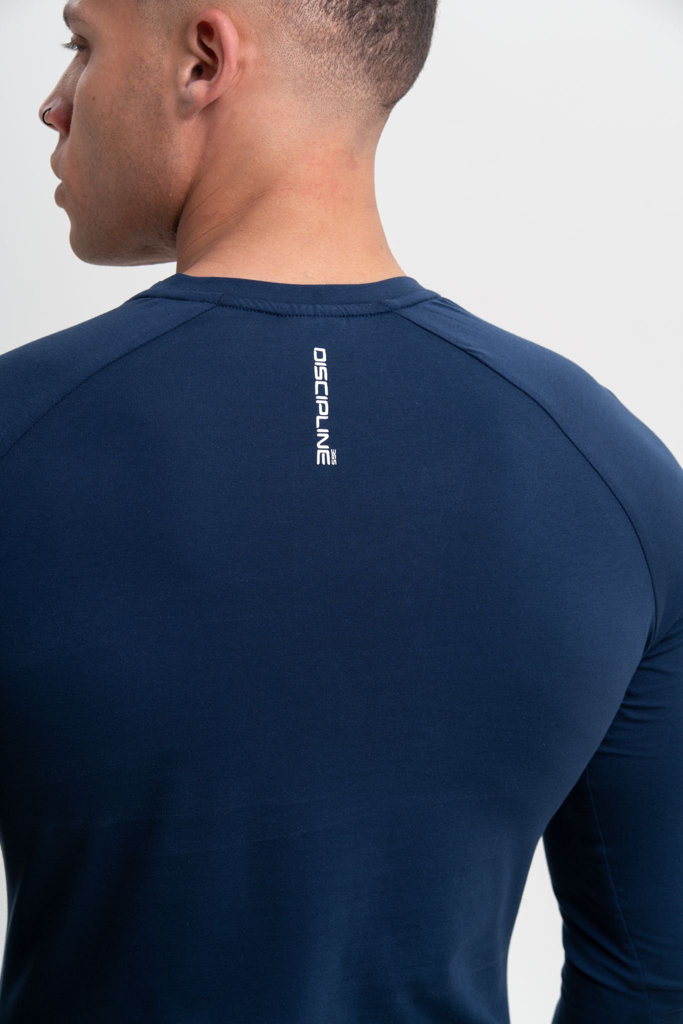 Discipline 365 Discipline 365 Men's Discipline Cotton Long Sleeve Fitted Gym Top in Navy - 3
