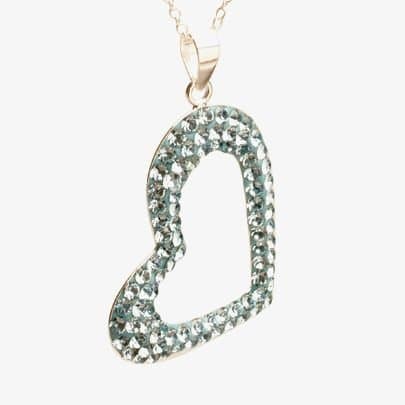 T.H.Baker T.H.Baker Women's Silver Pavé Cubic Zirconia Blue Heart Pendant