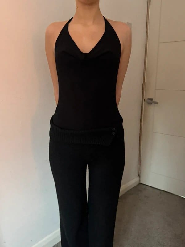 Bershka Black Halter Bodysuit