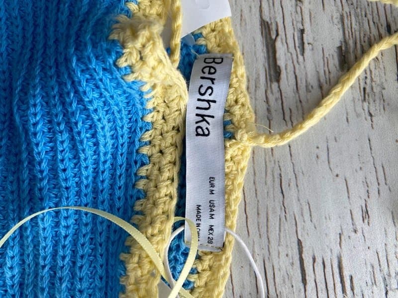 Bershka Bershka blue and yellow crochet strappy crop top