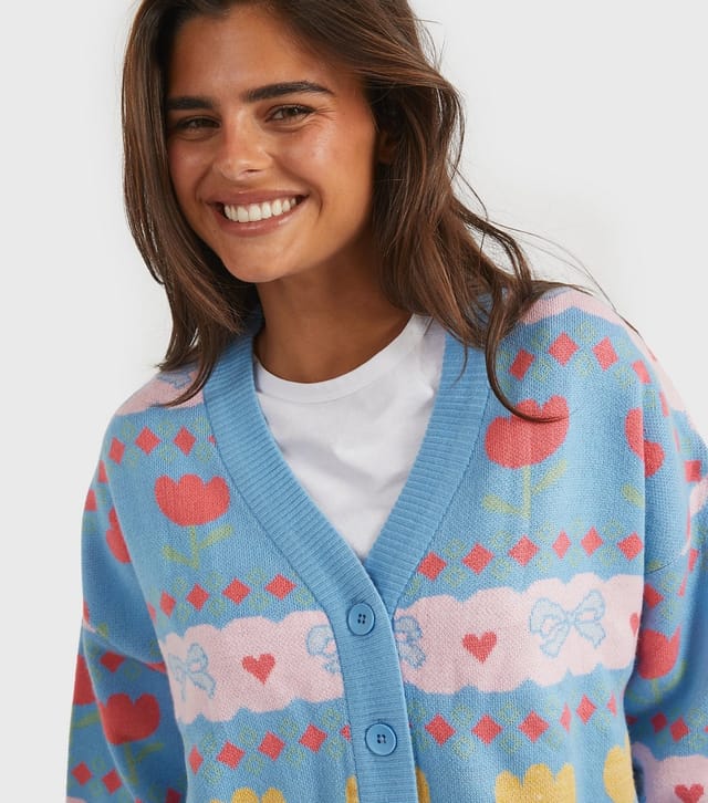 Skinnydip Women's Blue Bow Tulip Knitted Cardigan Skinnydip New Look - 3