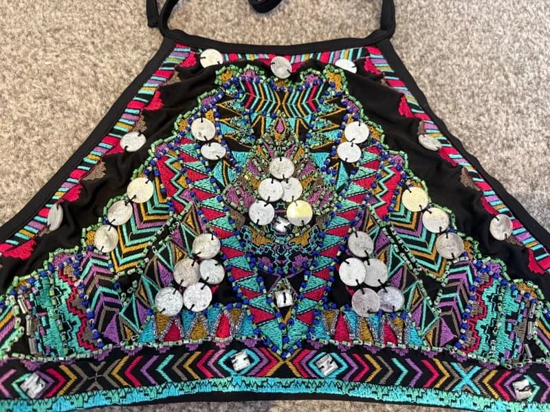 ASOS Asos embellished beaded sequin bikini crop halter top festival beach club