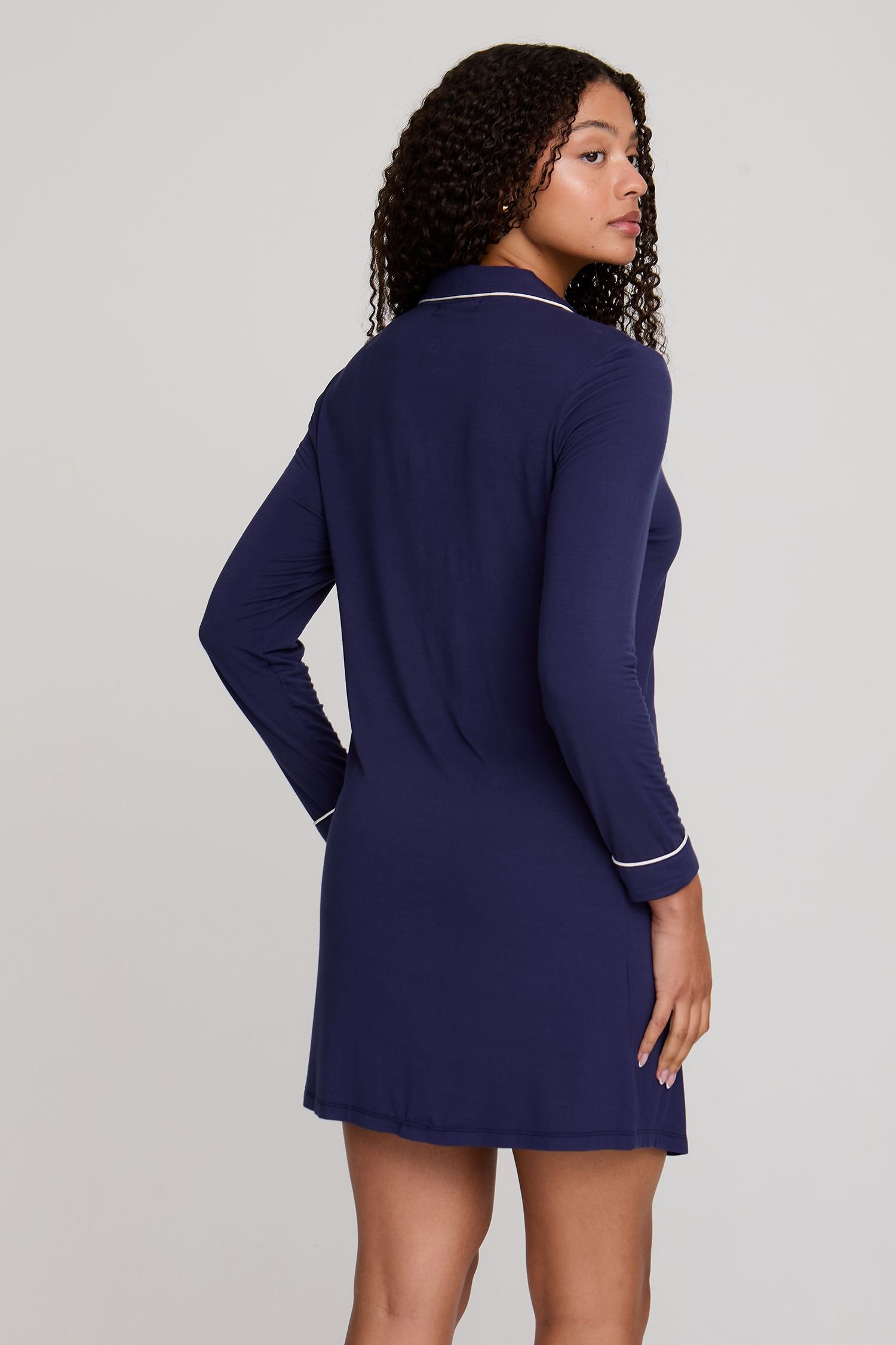 Pretty You London Pretty You London Women's Bamboo Nightshirt in Dark Navy - 2