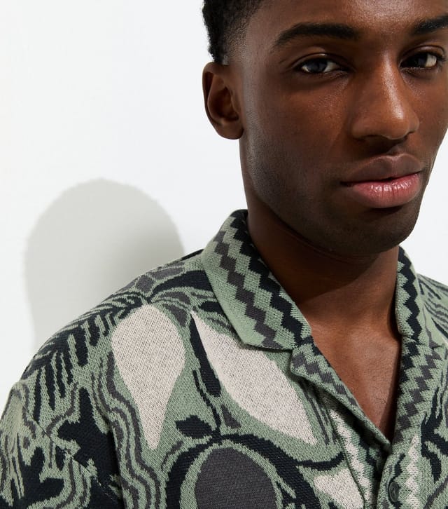 Only and Sons Men's Light Green Relaxed Jacquard Short Sleeve Shirt Only and Sons New Look - 2