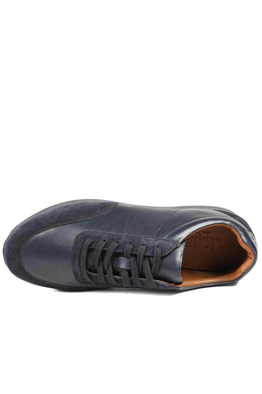 Jones Bootmaker Jones Bootmaker Men's Salvi Wide Fit Leather Trainers in Navy - 4