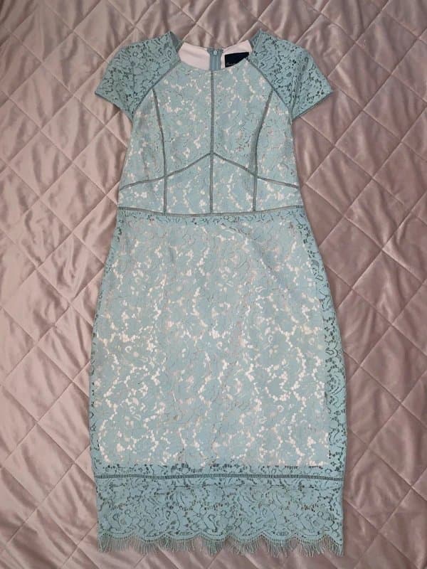 Phase Eight Phase Eight floral lace layered formal dress with tassel hem