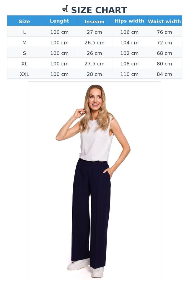 Love Lace Love Lace Women's Pleated Wide Leg Trousers with Elastic Waist in Blue - 3