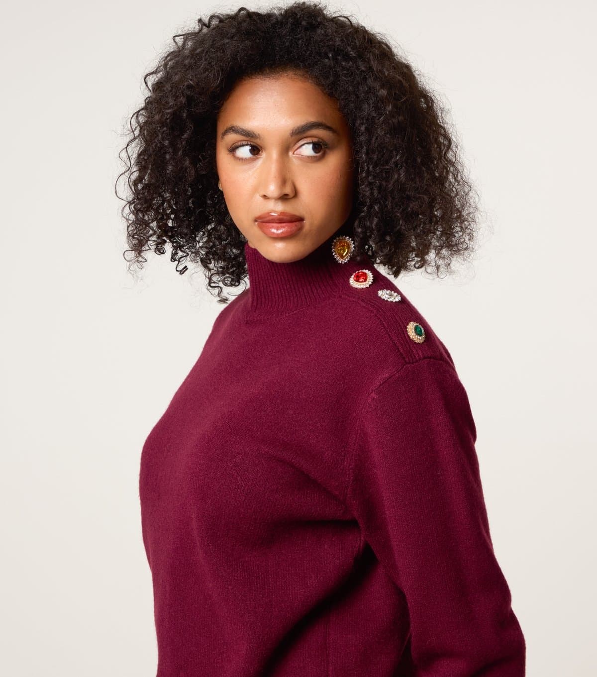 Blue Vanilla Blue Vanilla Dark Burgundy Jewel Embellished Jumper