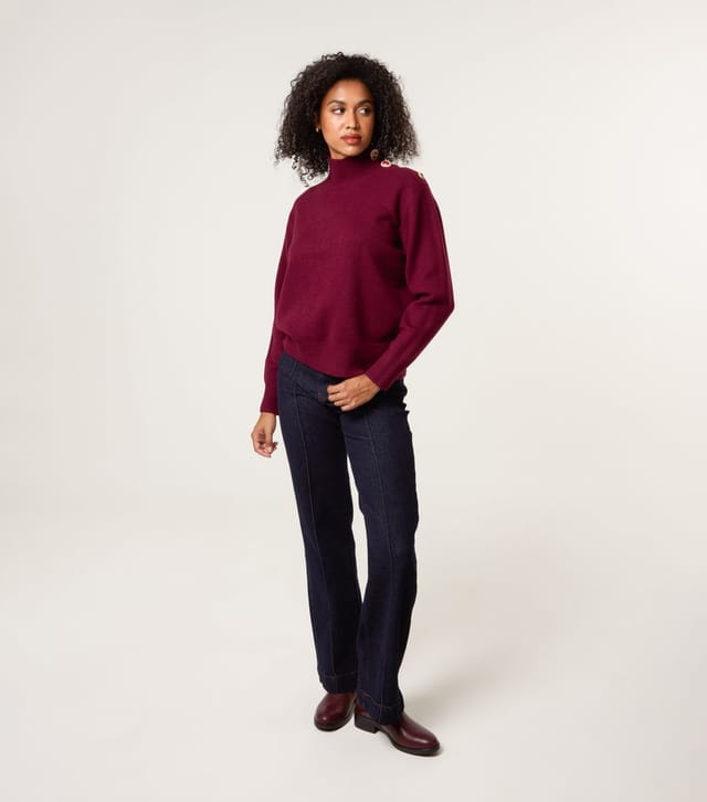 Blue Vanilla Women's Dark Burgundy Jewel Embellished Jumper Blue Vanilla New Look - 2