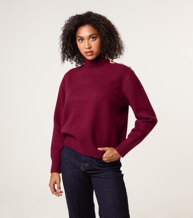 Blue Vanilla Women's Dark Burgundy Jewel Embellished Jumper Blue Vanilla New Look - 3