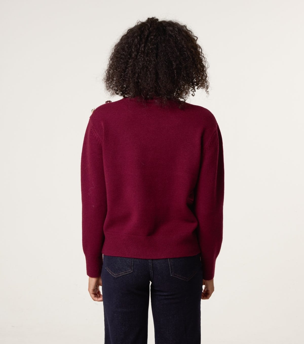 Blue Vanilla Women's Dark Burgundy Jewel Embellished Jumper Blue Vanilla New Look - 4