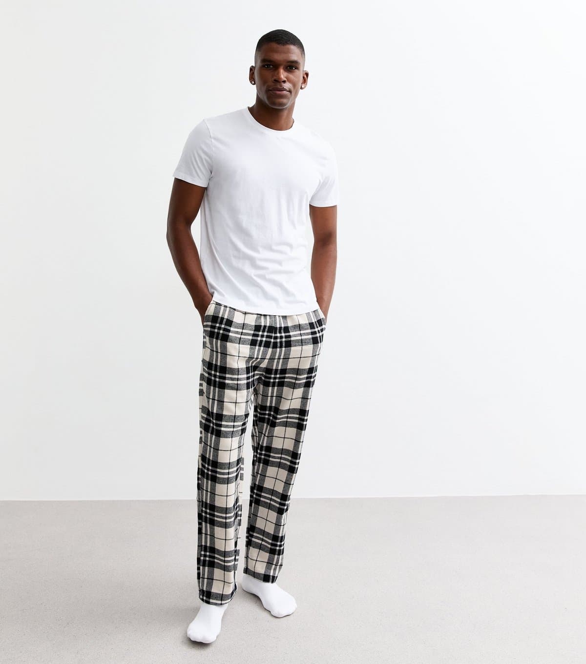 jack & jones Men's Off White Regular Checked Pyjama Bottoms Jack & Jones New Look