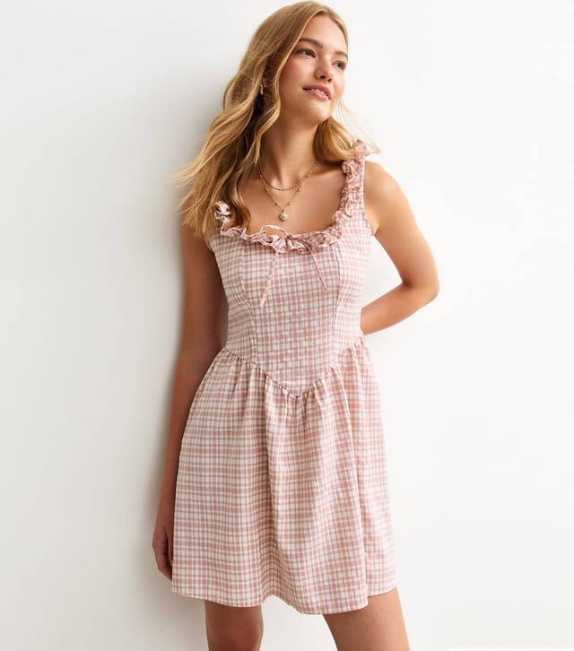 New Look Women's Pink Gingham Check Corset Mini Dress New Look - 2