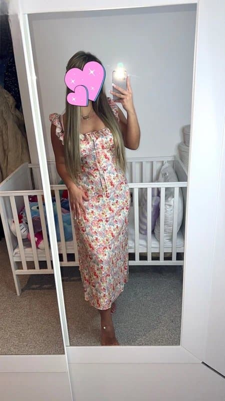 New Look Multicolour floral print ruffle trim midi dress