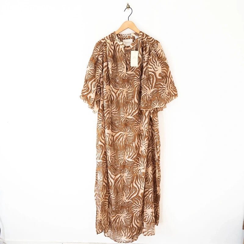 Scotch & Soda Beige Printed Organic Cotton Kaftan Dress