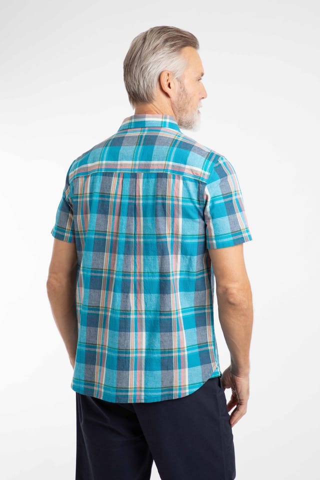 Weird Fish Weird Fish Men's Angeles Short Sleeve Check Shirt in Mid Blue - 3