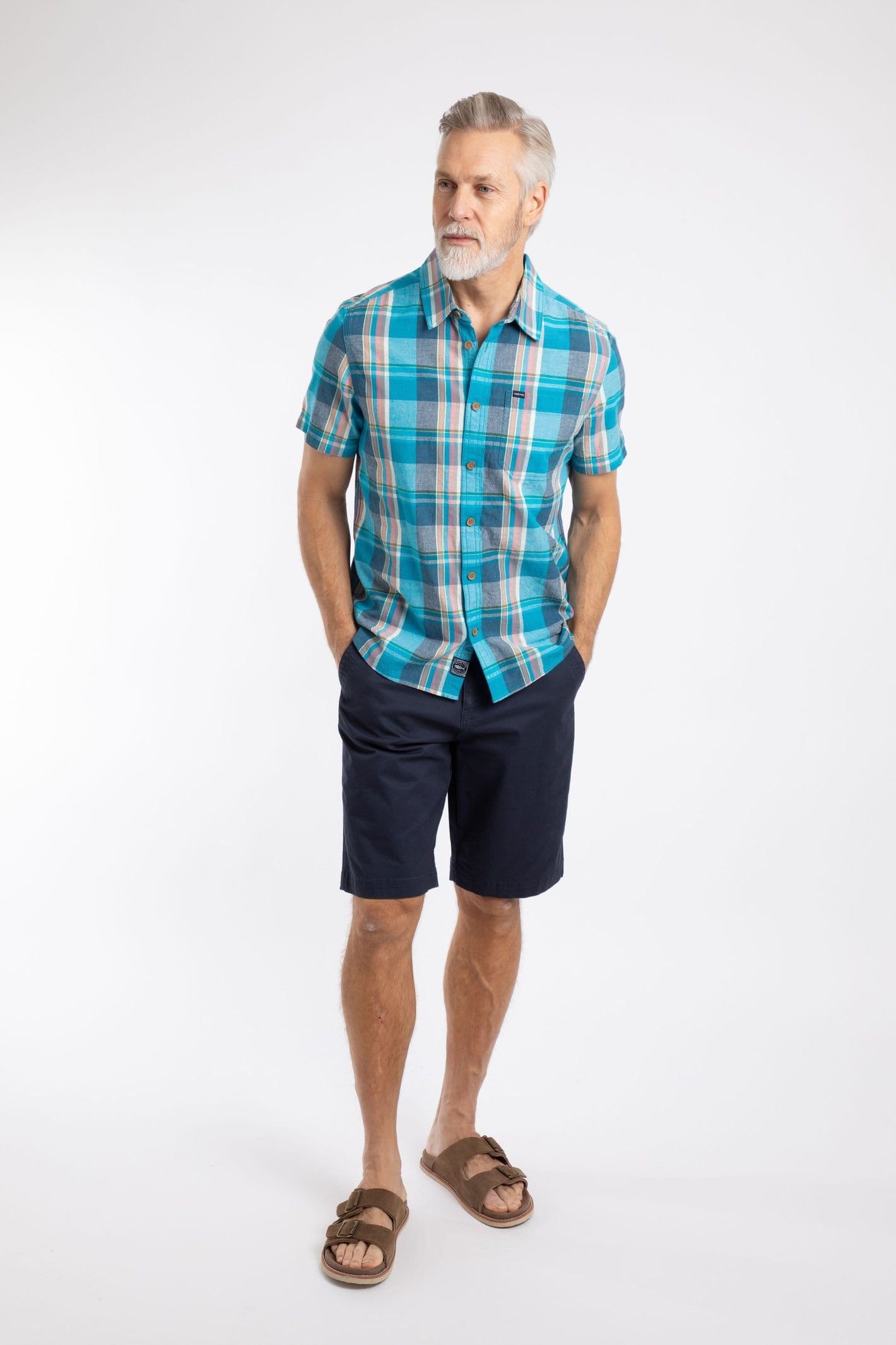 Weird Fish Weird Fish Men's Angeles Short Sleeve Check Shirt in Mid Blue - 4