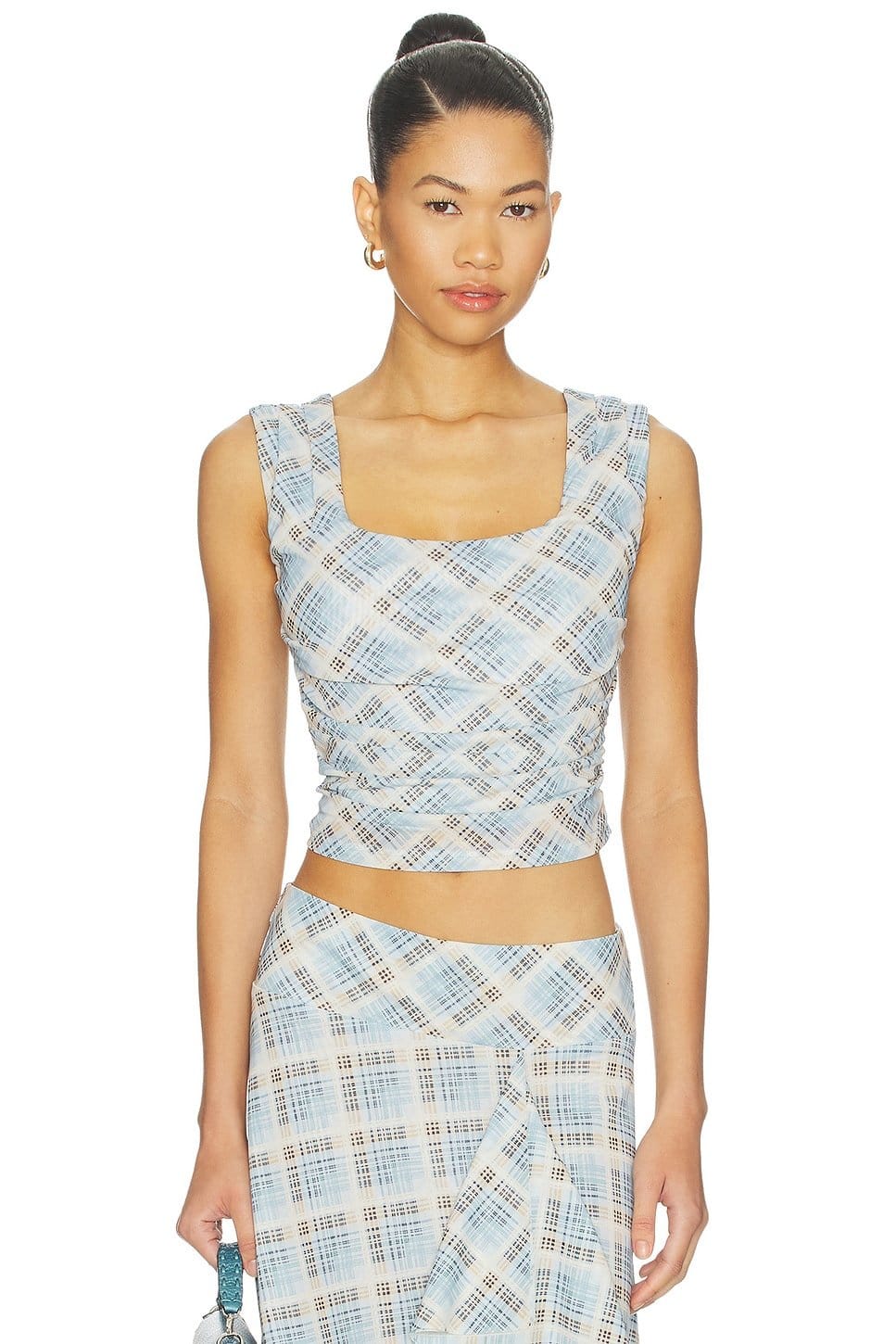 Revolve Plaid Crop Top and Skirt Set