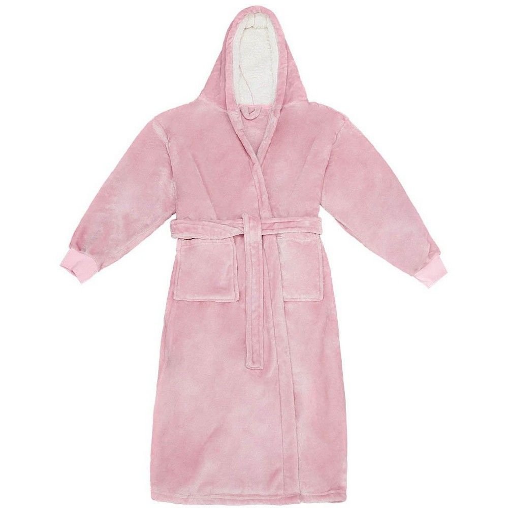 Brand Lab Brand Lab Men's Hooded Cuffed Robe in Baby Pink - 2