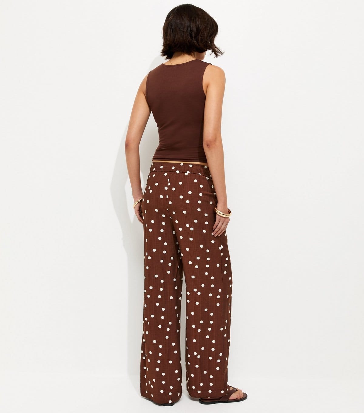New Look Women's Brown Polka Dot Wide Leg Trousers New Look - 4