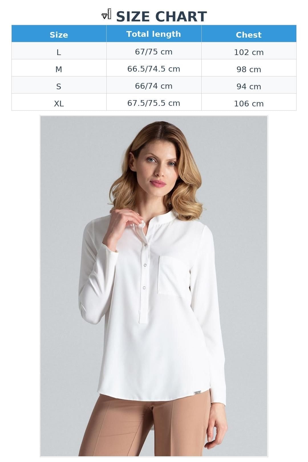 Love Lace Love Lace Women's Classic Long Sleeve Blouse with Snap Collar in White - 4