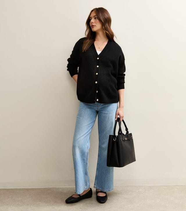 New Look Women's Maternity Black Boyfriend V-Neck Cardigan New Look - 3