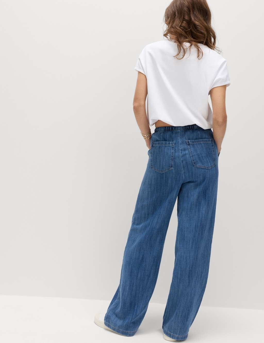 Marks & Spencer M&S 2 Pack Denim Pull On Wide Leg Jeans Medium Blue Mix - 3