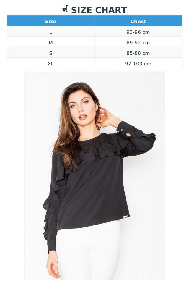 Love Lace Love Lace Women's Long Sleeve Frill Cuff Blouse Top in Black - 2