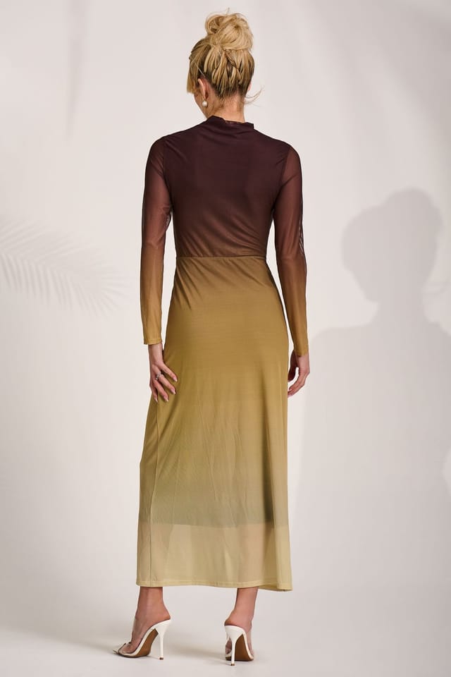 Jolie Moi Jolie Moi Women's Petite Long Sleeve Mesh Maxi Dress - 2
