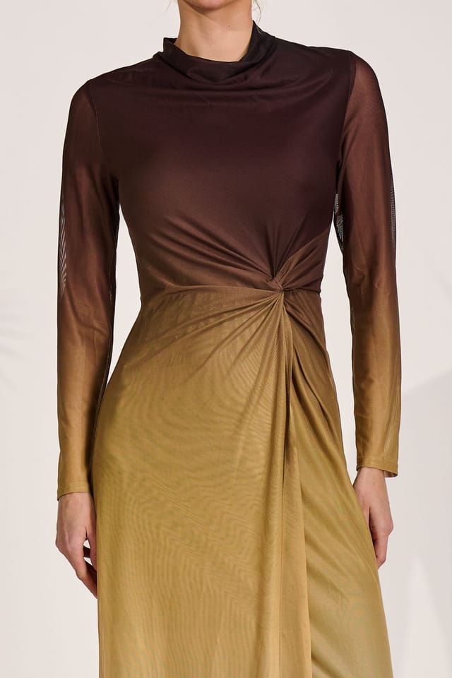 Jolie Moi Jolie Moi Women's Petite Long Sleeve Mesh Maxi Dress - 3