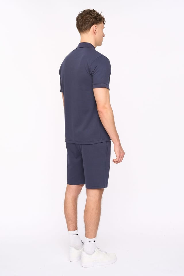 Duck&Cover Duck&Cover Men's Sherborn Smart Zip Polo with Sleeve Panels in Blue - 2