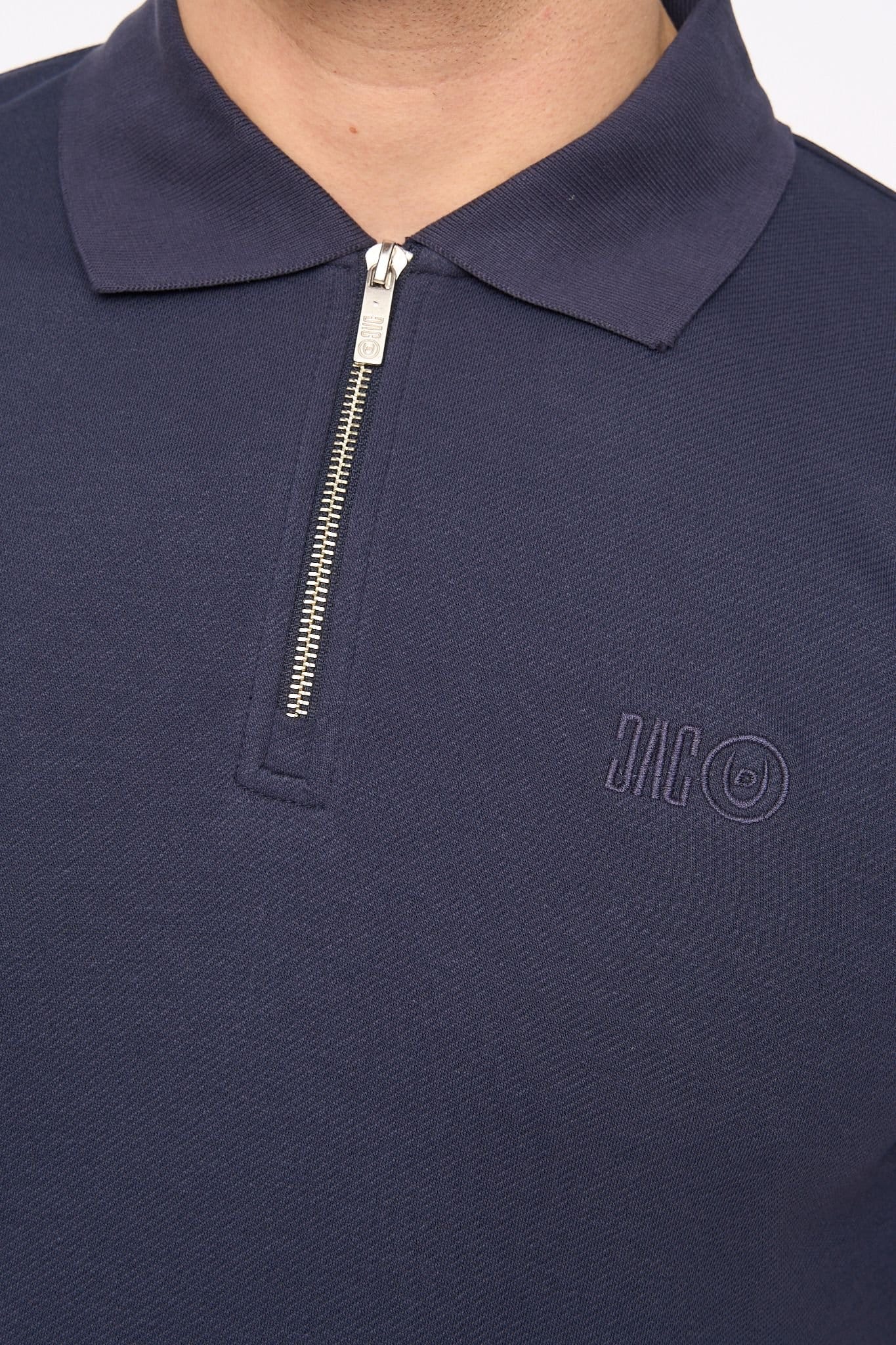 Duck&Cover Duck&Cover Men's Sherborn Smart Zip Polo with Sleeve Panels in Blue - 4
