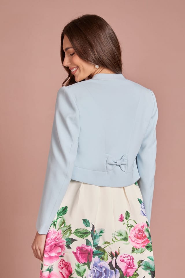 Coast Coast Women's Bow Back Long Sleeve Jacket in Pale Blue - 3