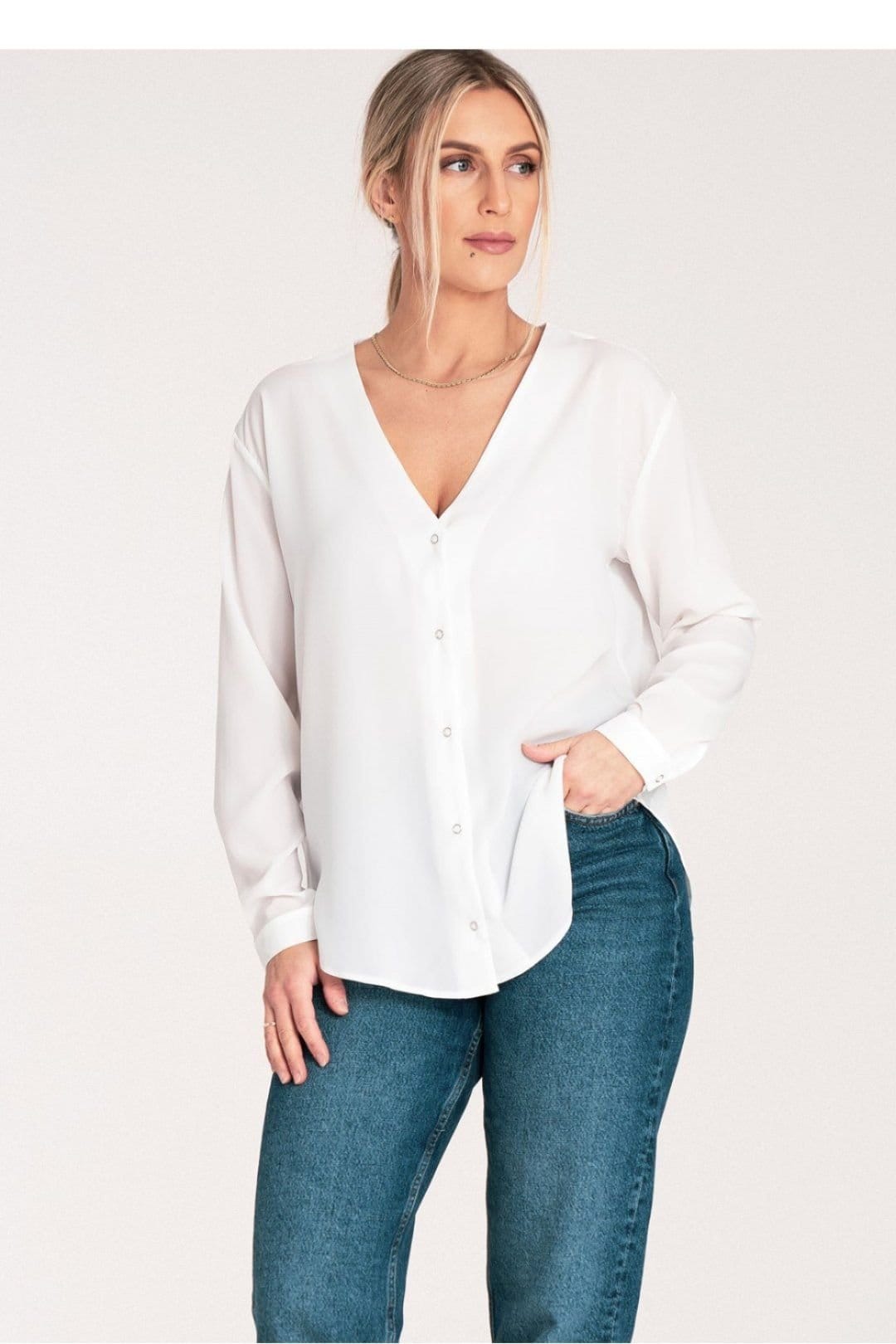 Love Lace White Long Sleeve Press Stud Shirt