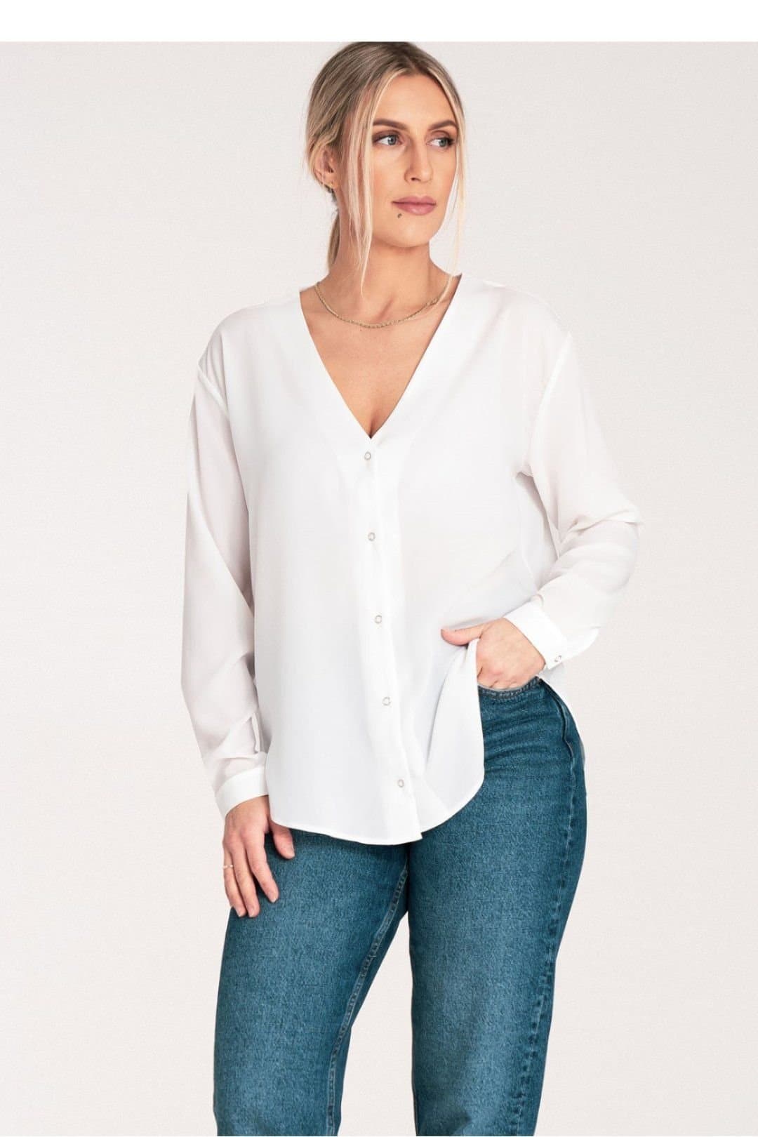 Love Lace Love Lace White Long Sleeve Press Stud Shirt