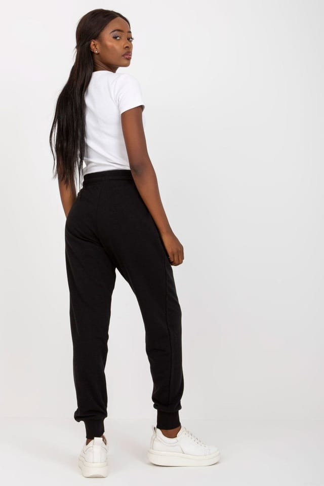 Love Lace Love Lace Women's High Waist Tie Sweatpants with Elastic Waist in Black - 3
