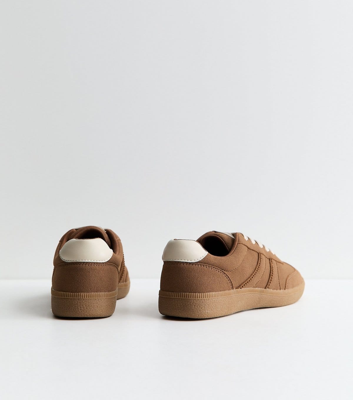 New Look Women's Tan Faux Suede Contrast Stripe Trainers Vegan New Look - 4