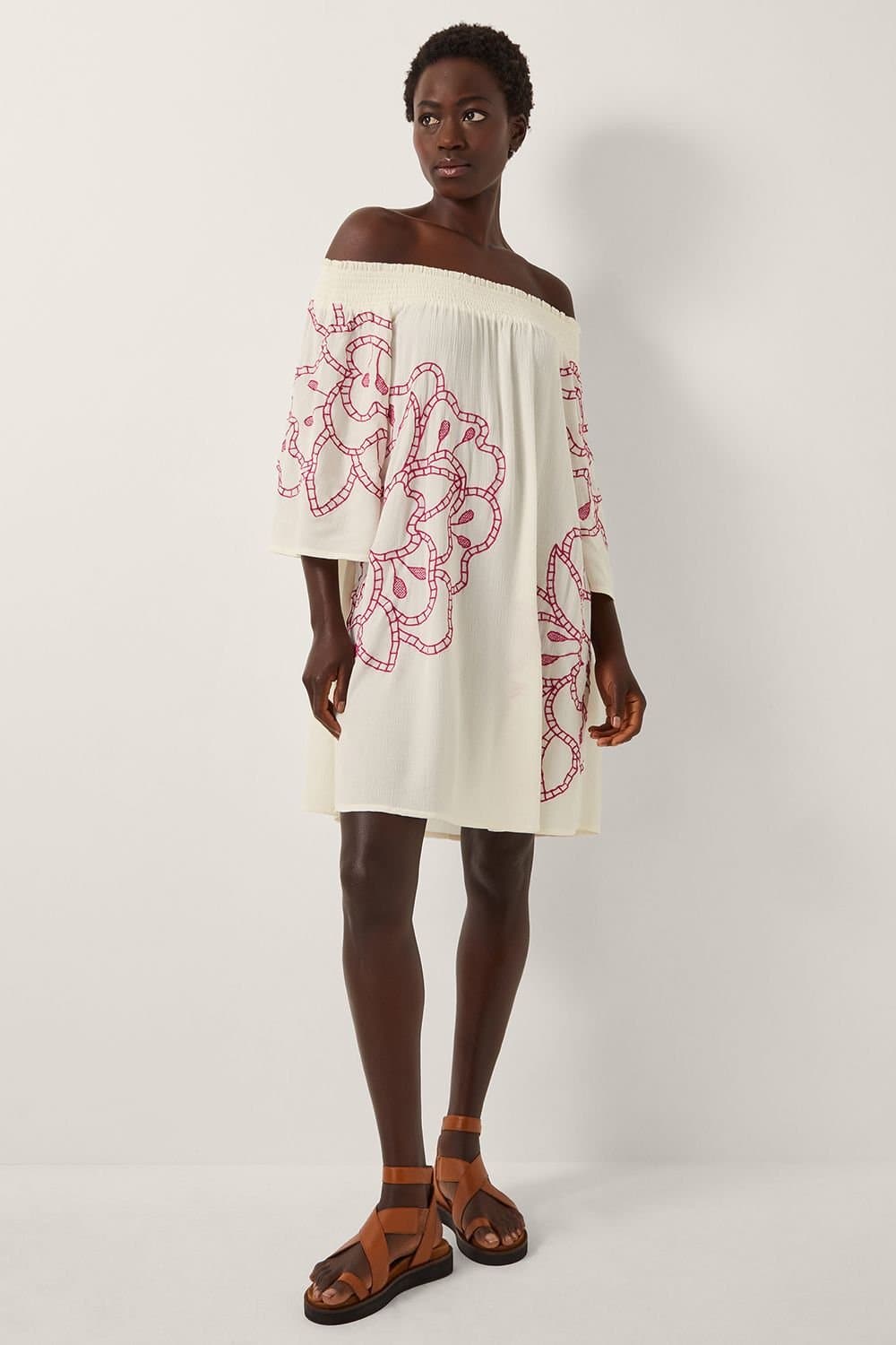 Monsoon Monsoon Women's Julie Embroidered Bardot Mini Dress White