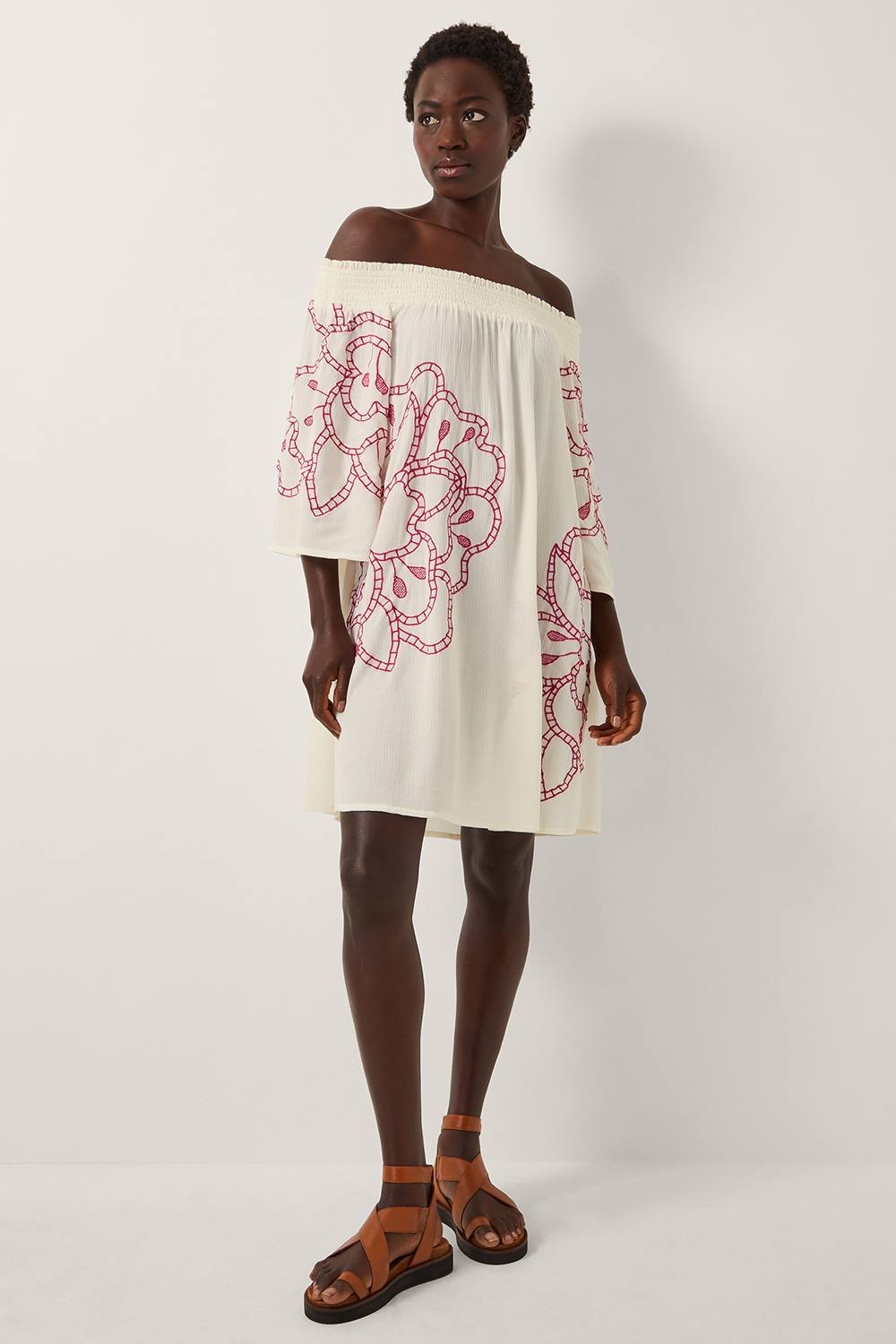 Monsoon Monsoon Women's Julie Embroidered Bardot Mini Dress White - 2