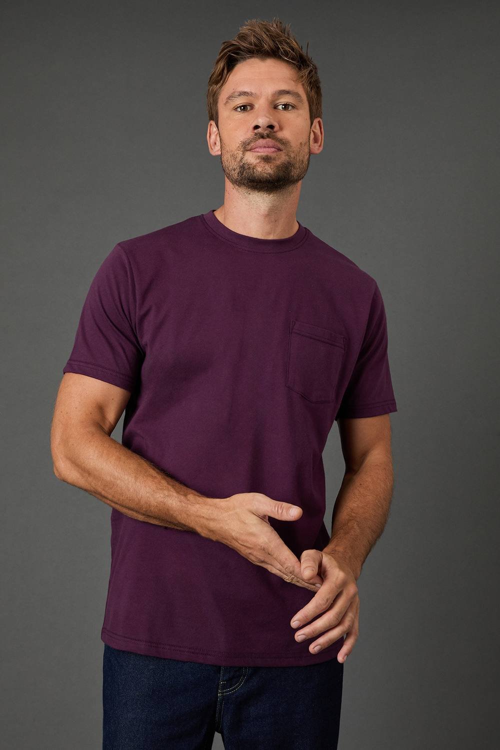 Maine Maine Men's Plum Short Sleeve T-Shirt With Pocket - 2