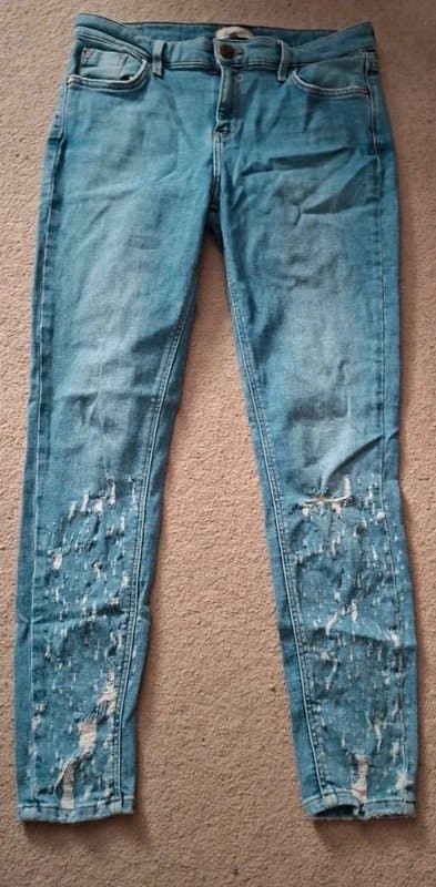 River Island Light Blue 💙 Wow / River Island Distressed Skinny Jeans Size 14  On Trend & Flattering Fit 💋