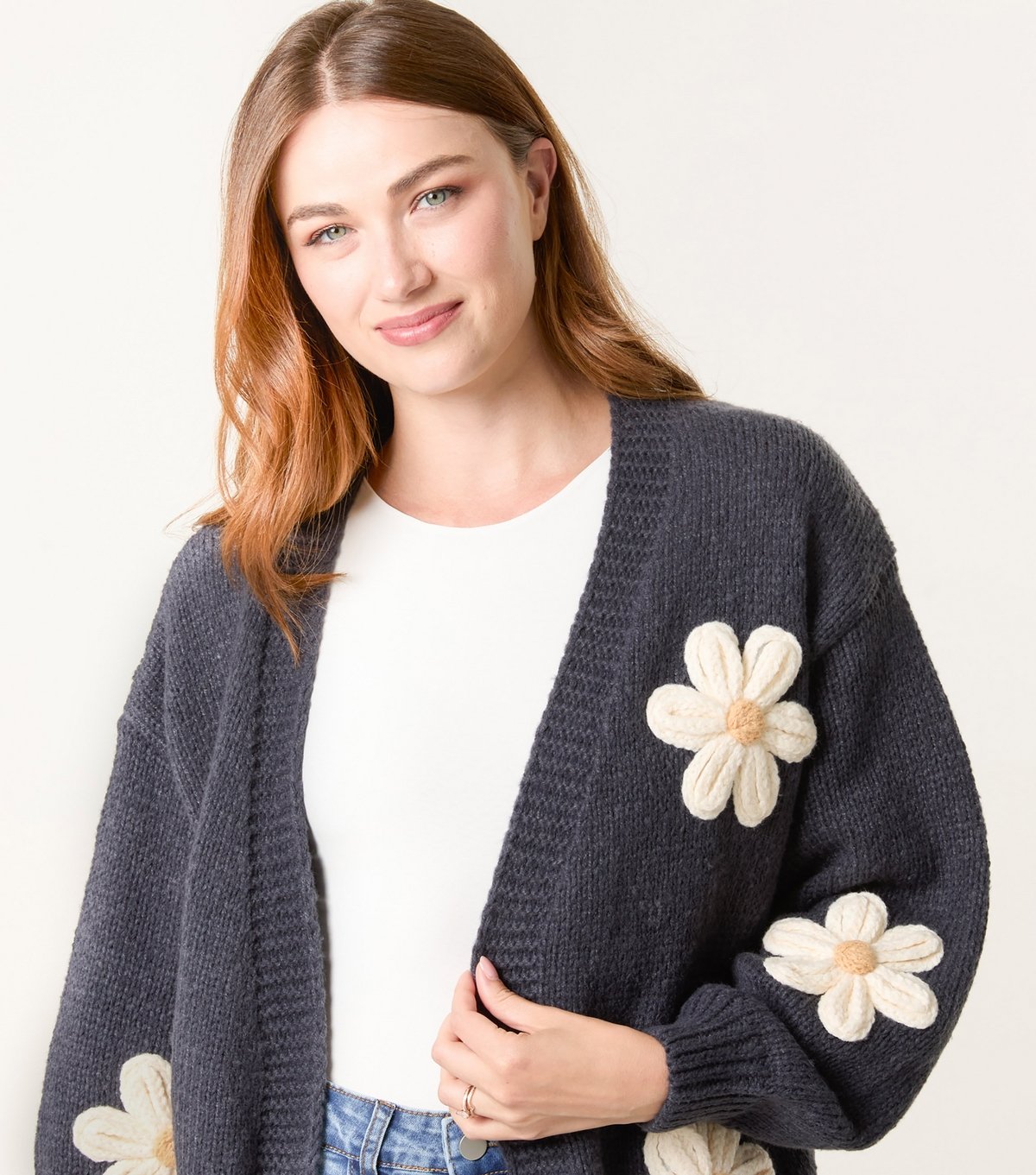 Blue Vanilla Women's Navy Daisy Applique Cardigan Blue Vanilla New Look - 3