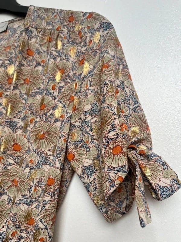 Never Fully Dressed Never Fully Dressed Zsa Zsa gold floral wrap summer Midi dress size 8 - 1