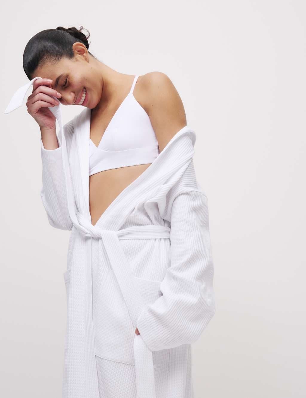 Marks & Spencer M&S Jersey Waffle Dressing Gown White