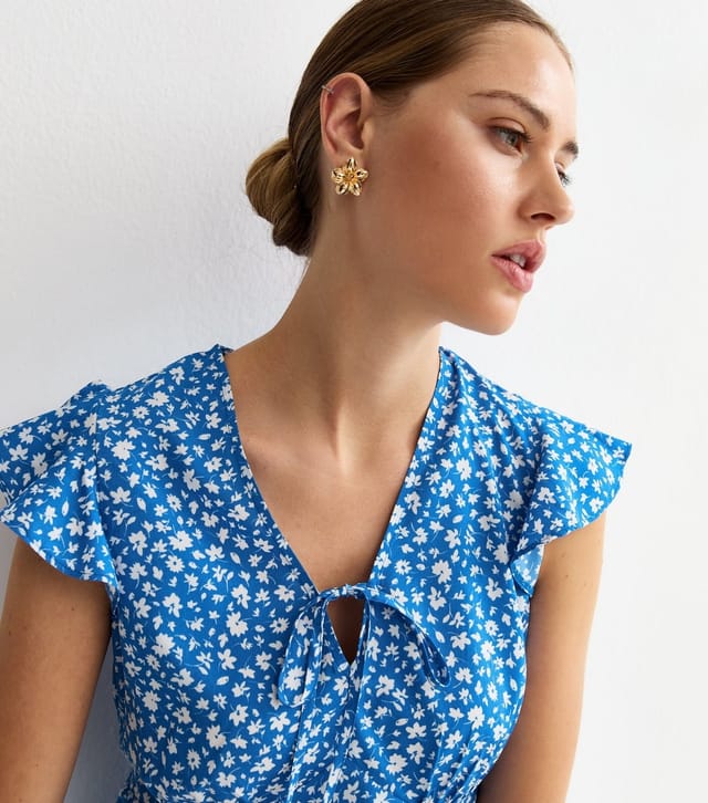 New Look Women's Blue Ditsy Floral Flutter Sleeve Midi Dress New Look - 2