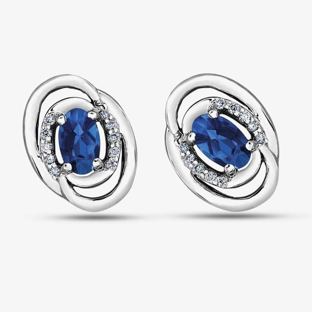 T.H.Baker T.H.Baker Blue Sapphire & Diamond Stud Earrings