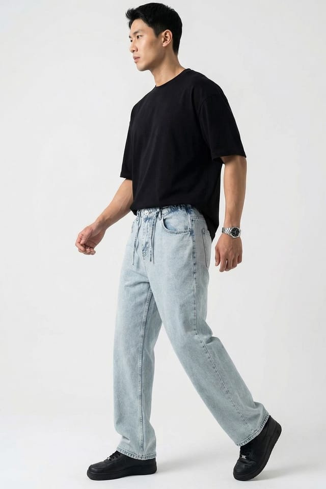 Big Dart Big Dart Men's Relaxed Fit Denim Pants in Light Blue - 3